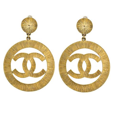 chanel gold earrings replica|large chanel inspired earrings.